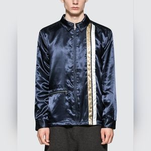 Stussy racer jacket navy blue gold & white stripe medium